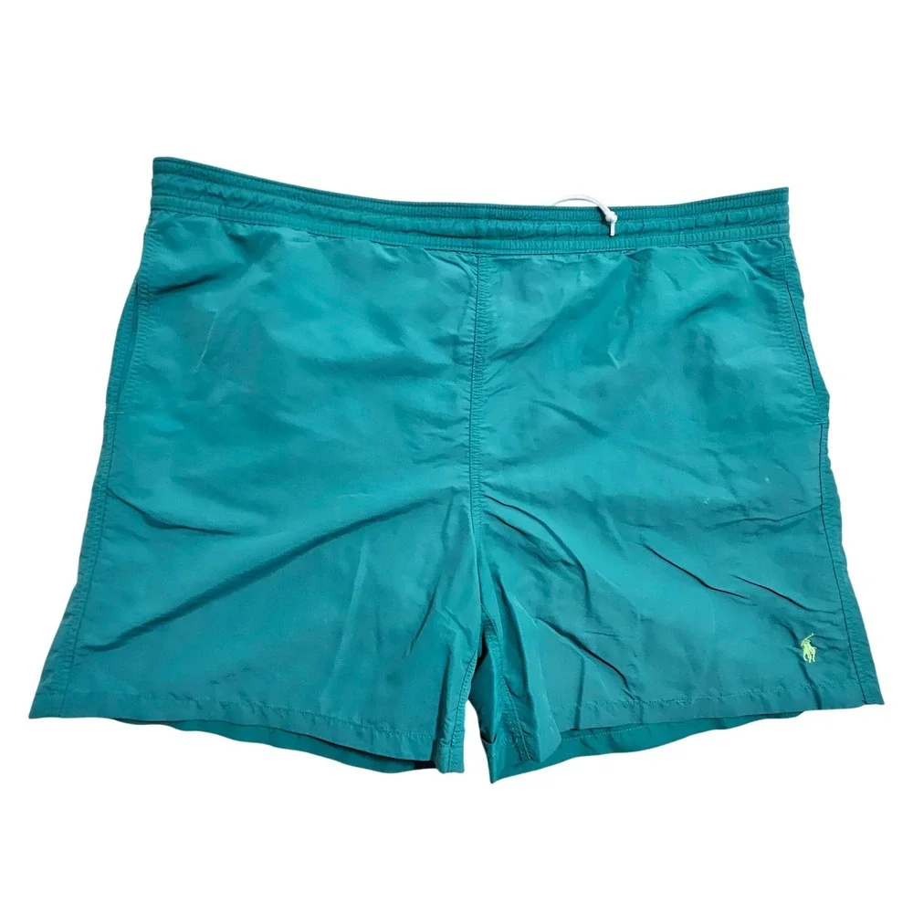 Polo Ralph Lauren Swim Trunks‎ Mens 2XB Teal Green Embroidered Pony Mesh Lined *